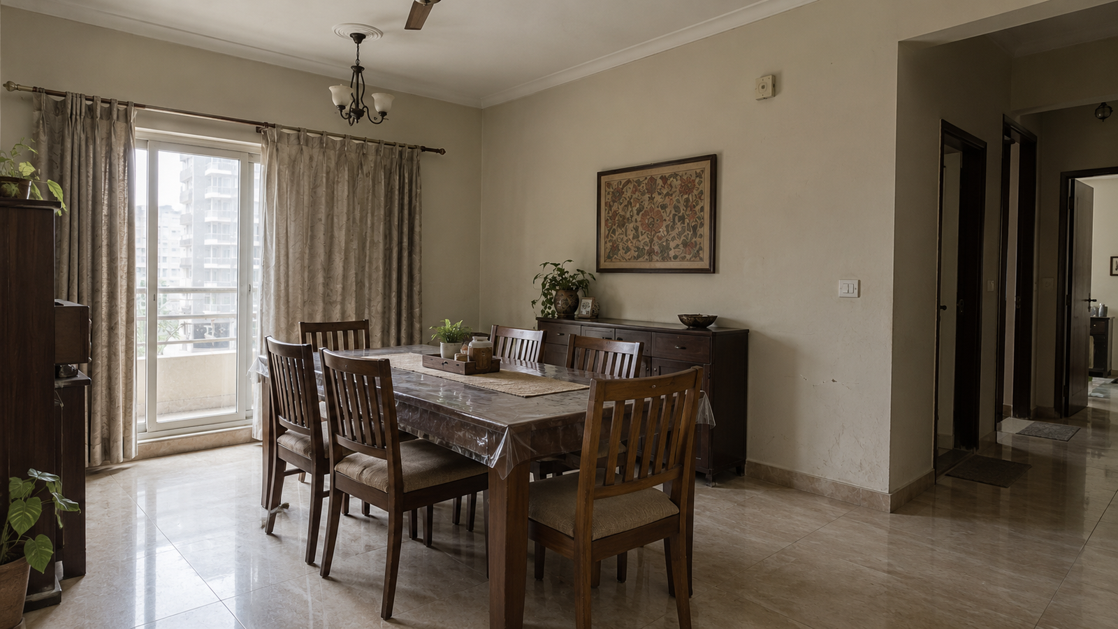 The same dining room in Delhi before the transformation