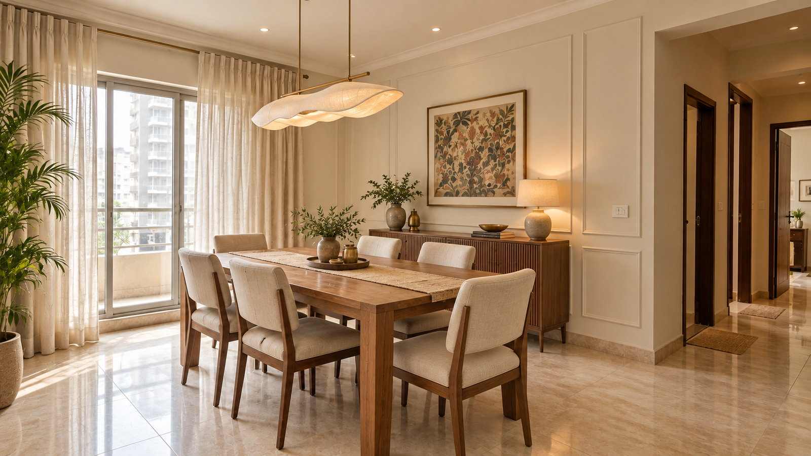 Dining room in Delhi after the transformation