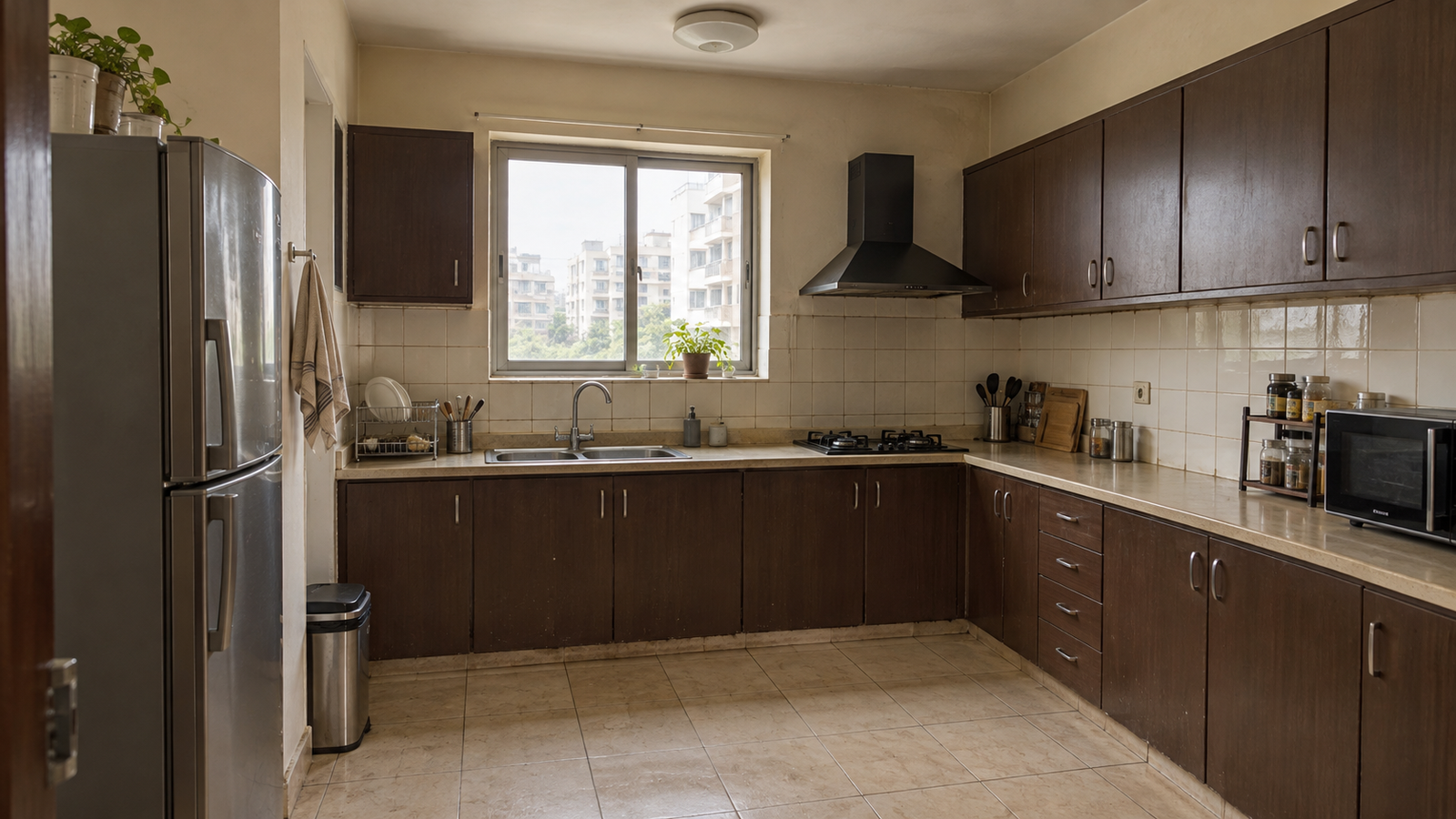 The same kitchen in Delhi before the transformation